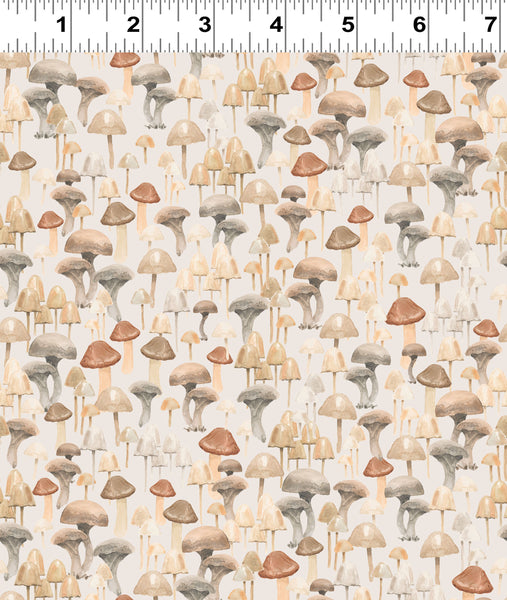 Clothworks Woodland Way Y4853 11 Light Khaki Mushrooms By The Yard