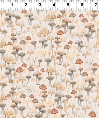 Clothworks Woodland Way Y4853 11 Light Khaki Mushrooms By The Yard