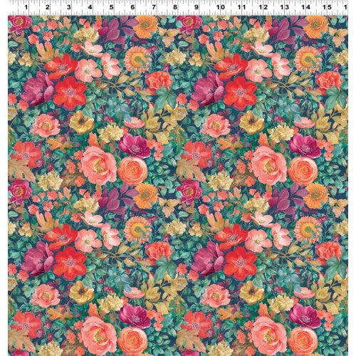 Clothworks Floral Drama Y4905 55 Multi Color Floral By The Yard