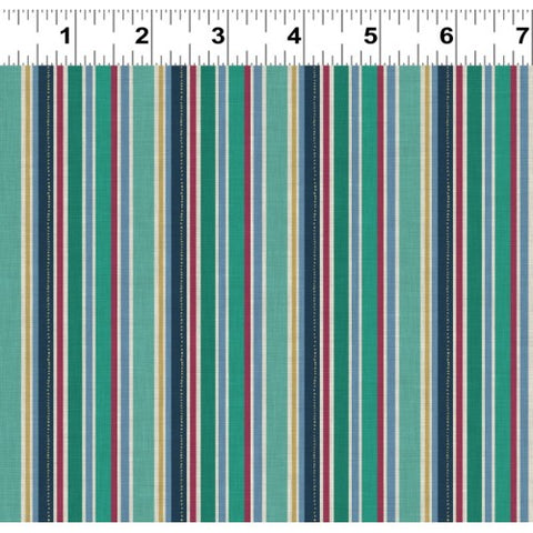 Clothworks Floral Drama Y4908 107 Emerald Stripe By The Yard