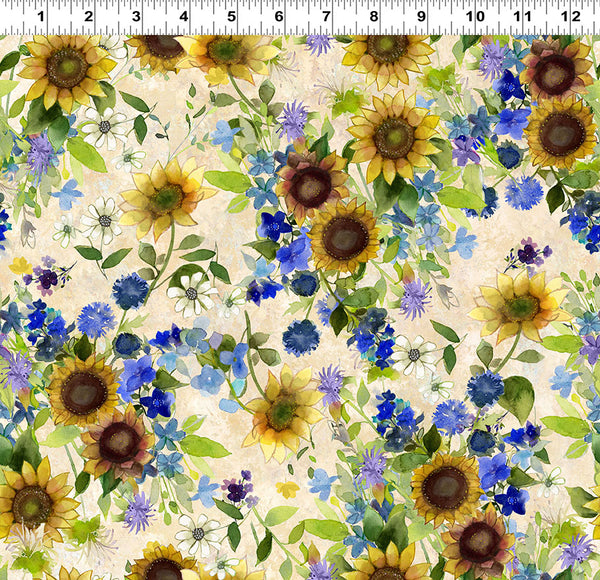 Clothworks Sunflower Song Y4945 64 Light Caramel Bouquets By The Yard