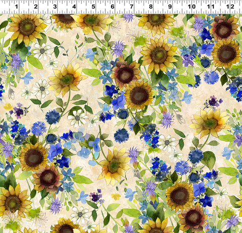 Clothworks Sunflower Song Y4945 64 Light Caramel Bouquets By The Yard