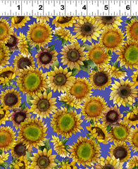 Clothworks Sunflower Song Y4950 86 Dark Periwinkle Sunflowers By