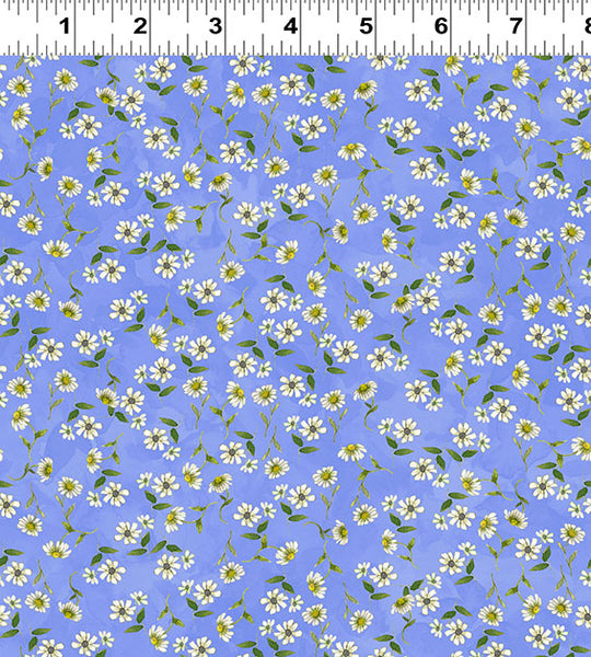 Clothworks Sunflower Song Y4953 84 Light Periwinkle Daisies By The Yard