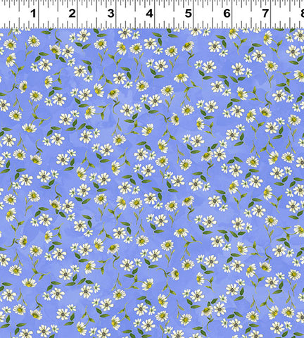 Clothworks Sunflower Song Y4953 84 Light Periwinkle Daisies By The Yard