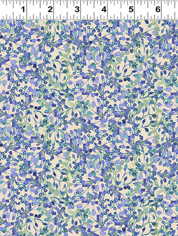 Clothworks Sunflower Song Y4954 85 Periwinkle Leaves By The Yard