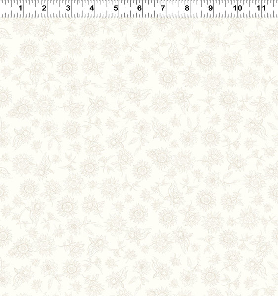 Clothworks Sunflower Song Y4955 2 Light Cream Outline Floral By The Yard