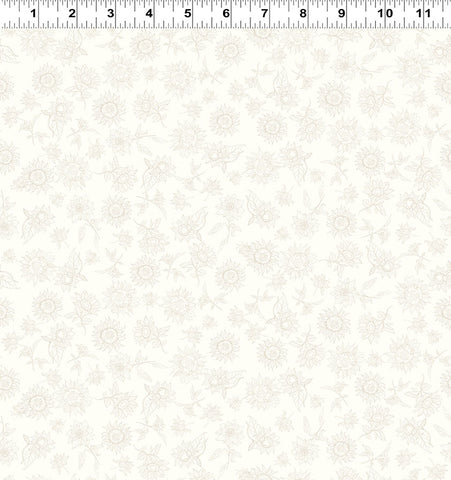 Clothworks Sunflower Song Y4955 2 Light Cream Outline Floral By The Yard