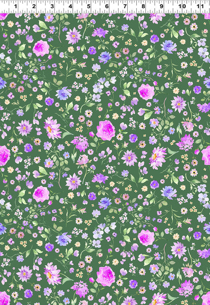 Clothworks Chateau En Fleur Y4976 112 Light Forest Allover Floral By The Yard
