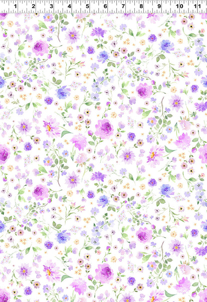 Clothworks Chateau En Fleur Y4976 1 White Allover Floral By The Yard