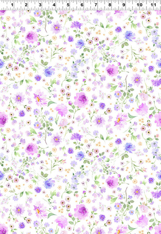 Clothworks Chateau En Fleur Y4976 1 White Allover Floral By The Yard