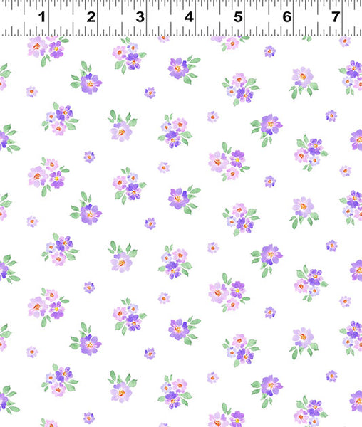 Clothworks Chateau En Fleur Y4977 1 White Ditsy By The Yard