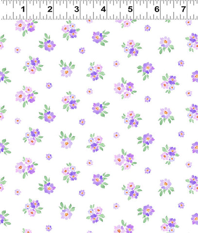 Clothworks Chateau En Fleur Y4977 1 White Ditsy By The Yard