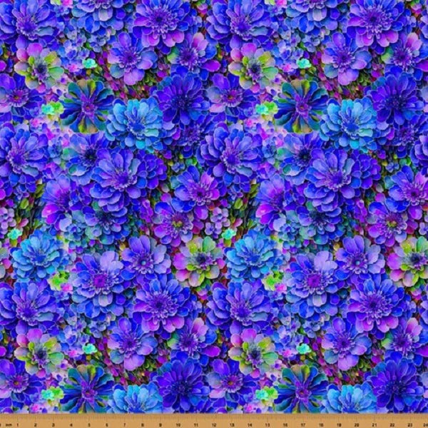 Hoffman Spectrum Print Bloom! Y5802 405 Wild Berry Packed Floral By The Yard