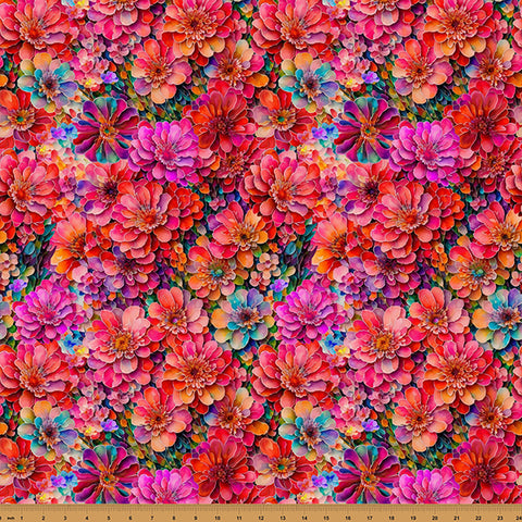 Hoffman Spectrum Print Bloom! Y5802 562 Blooms Packed Floral By The Yard