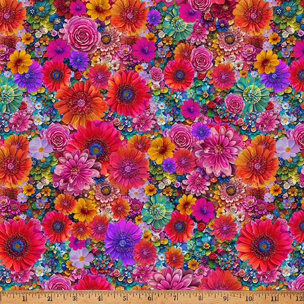 Hoffman Spectrum Print Bloom! Y5803 562 Blooms Wildflowers By The Yard