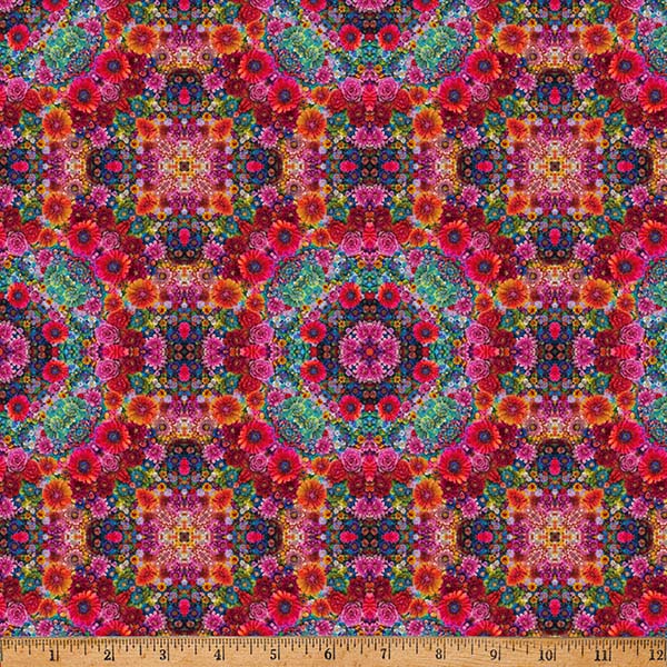 Hoffman Spectrum Print Bloom! Y5804 562 Blooms Floral Tile By The Yard