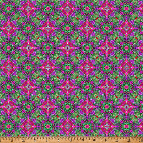 Hoffman Spectrum Print Bloom! Y5806 23 Fuchsia Geo Floral By The Yard