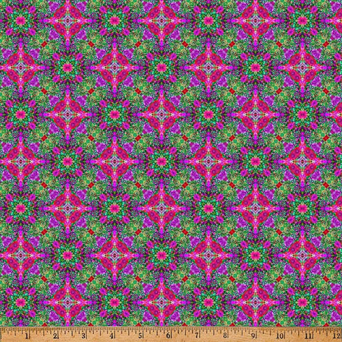 Hoffman Spectrum Print Bloom! Y5806 23 Fuchsia Geo Floral By The Yard