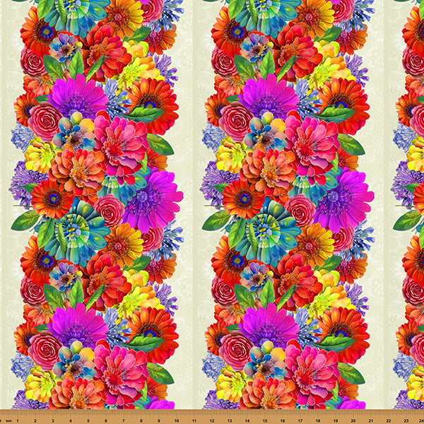Hoffman Spectrum Print Bloom! Y5808 339 Summer Floral Stripe By The Yard