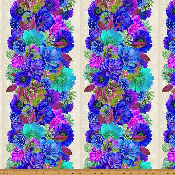 Hoffman Spectrum Print Bloom! Y5808 405 Wild Berry Floral Stripe By The Yard