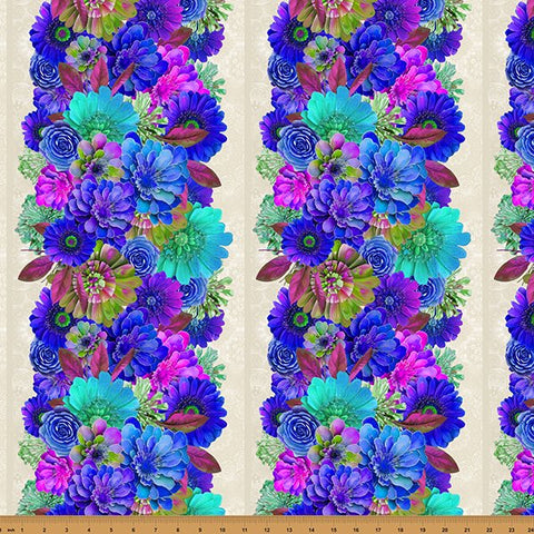 Hoffman Spectrum Print Bloom! Y5808 405 Wild Berry Floral Stripe By The Yard