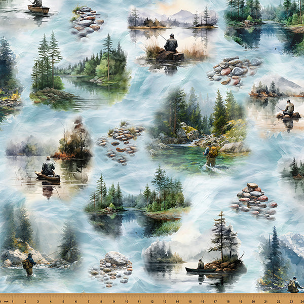 Hoffman Spectrum Print Rise & Cast Y5833 311 Lake Scenic By The Yard
