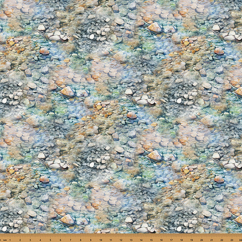 Hoffman Spectrum Print Rise & Cast Y5837 611 River Rock Streambed By The Yard