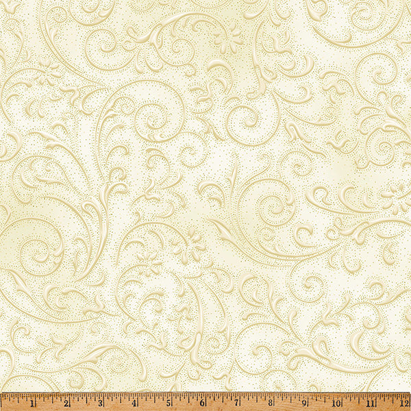 Hoffman Metallic Ornament Grove Y7806 20G Natural/Gold By The Yard