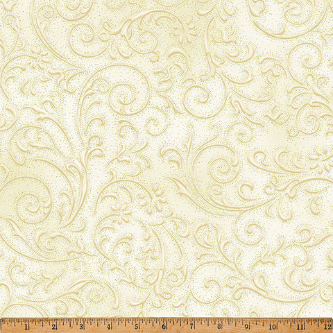 Hoffman Metallic Ornament Grove Y7806 20G Natural/Gold By The Yard