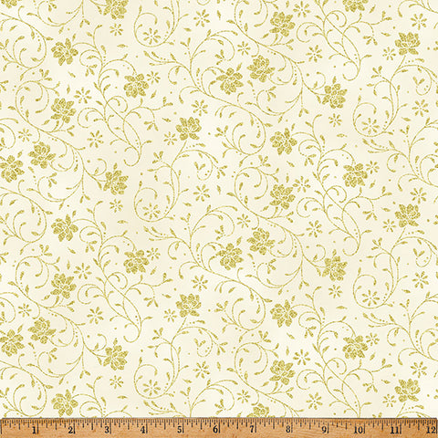 Hoffman Metallic Ornament Grove Y7807 20G Natural/Gold By The Yard