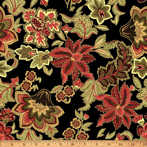 Hoffman Metallic Gilded Garden Y7814 129G Mistletoe/Gold By The Yard