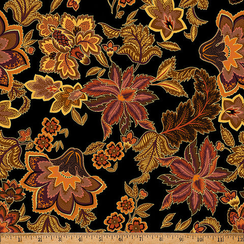 Hoffman Metallic Gilded Garden Y7814 4G Black/Gold By The Yard