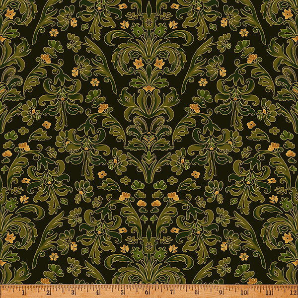 Hoffman Metallic Gilded Garden Y7815 476G Juniper/Gold By The Yard