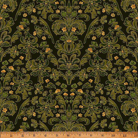 Hoffman Metallic Gilded Garden Y7815 476G Juniper/Gold By The Yard