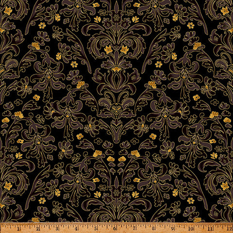 Hoffman Metallic Gilded Garden Y7815 690G Black Currant/Gold By The Yard