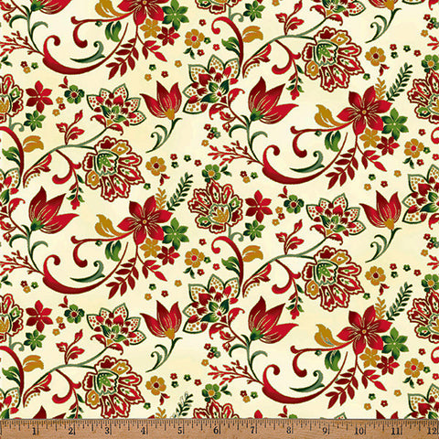 Hoffman Metallic Gilded Garden Y7816 161G Christmas/Gold By The Yard