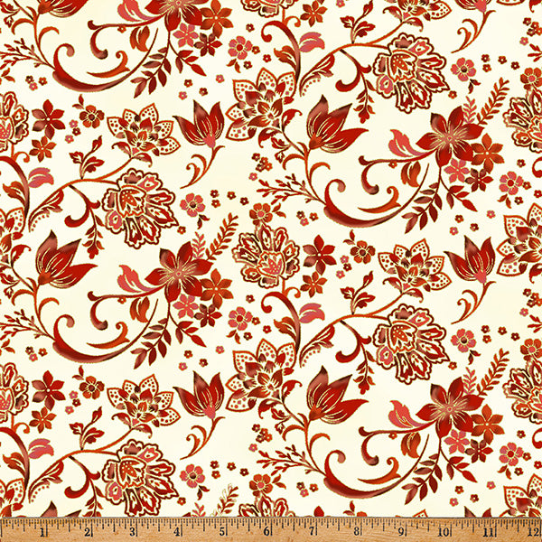 Hoffman Metallic Gilded Garden Y7816 93G Russet/Gold By The Yard