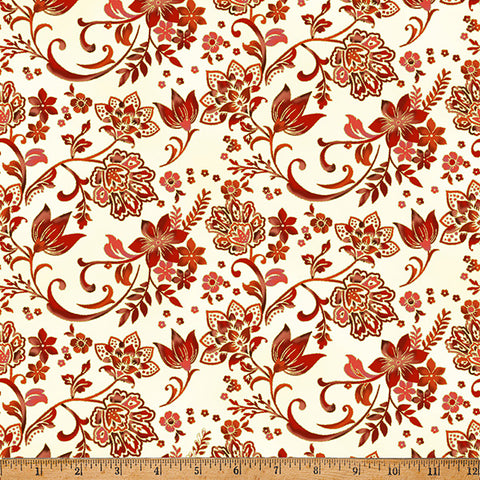 Hoffman Metallic Gilded Garden Y7816 93G Russet/Gold By The Yard