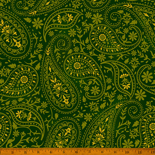 Hoffman Metallic Gilded Garden Y7817 60G Hunter/Gold By The Yard