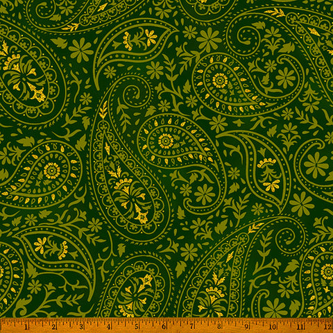 Hoffman Metallic Gilded Garden Y7817 60G Hunter/Gold By The Yard