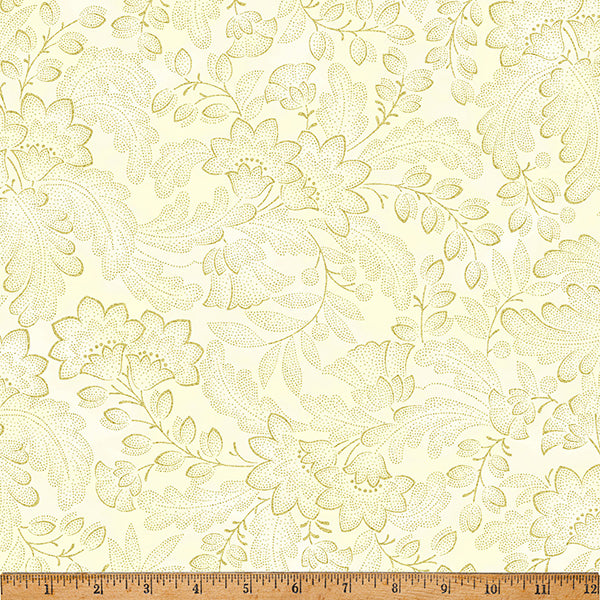 Hoffman Metallic Crown & Vine 33G Cream/Gold By The Yard