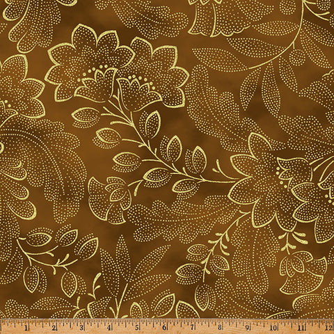 Hoffman Metallic Crown & Vine 6G Brown/Gold By The Yard