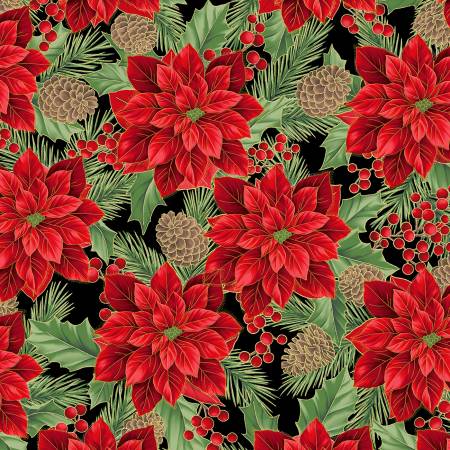 Hoffman Metallic Christmas Wish Y7820 4G Black/Gold By The Yard