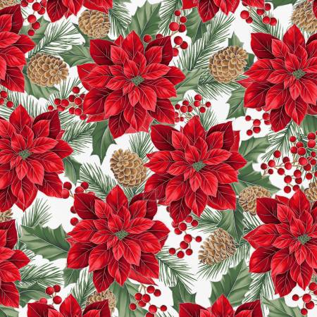 Hoffman Metallic Christmas Wish Y7820 597S December/Silver By The Yard