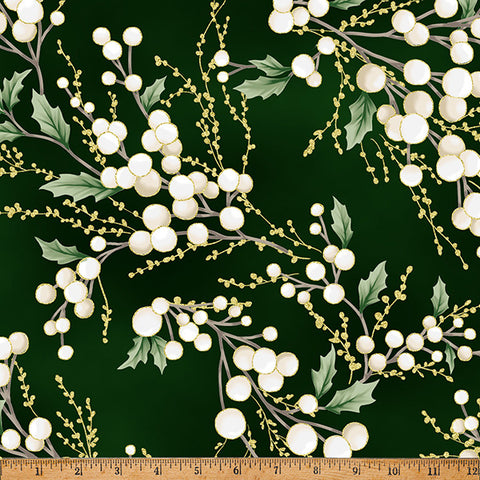 Hoffman Metallic Christmas Wish Y7821 44G Forest/Gold By The Yard