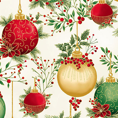 Hoffman Metallic Christmas Wish Y7822 20G Natural/Gold By The Yard