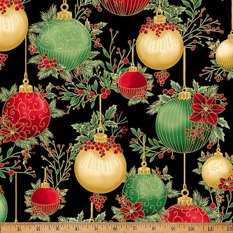 Hoffman Metallic Christmas Wish Y7822 4G Black/Gold By The Yard