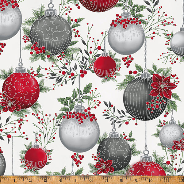 Hoffman Metallic Christmas Wish Y7822 597S December/Silver By The Yard