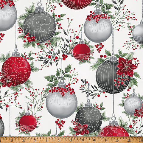 Hoffman Metallic Christmas Wish Y7822 597S December/Silver By The Yard